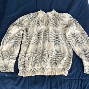 Anthropologie Ivory and Charcoal Blouse